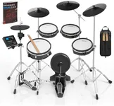AKLOT Fully-Expandable Electric Drum Set: Independent Stand System, 12" Wooden Snare, Independent Hi-Hat and Triple-Zone Ride Cymbal, Mesh Bass Drum, 475 Sounds, Drum Sticks, Lesson Book (B-CORE546)