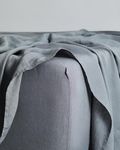 Bed Threads - Linen Fitted Sheet - 100% French Flax Linen - 170 GSM - Luxury & Eco-Friendly - Breathable, Durable & Soft - Single Fitted Sheet Only - Machine Washable - King - Mineral