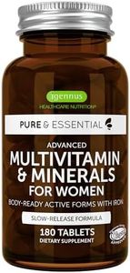 Pure & Essential Advanced Multivitamin & Minerals for Women with Iron, Sustained Release, Plus Folate, Vitamin D3 1000iu & Zinc, 90 Servings