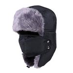 MAGIC Trapper Hat Warm Hat Windproof Earflap Face Mask Winter Hat for Womens & Mens (Black)