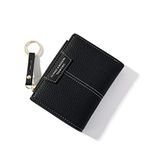 Womens Small Wallet Mini Purse Bifold Slim Card Case Holder Zipper Coin Pocket y-Black, y-Black