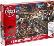 Airfix Diorama Model Building Kits - D-Day Battlefront Miniature Craft Kit, 1/76 Scale Plastic Model Kits for Adults to Build, Incl. Tank Models, Diorama Base & Figures - Military Gifts for Men