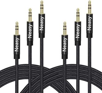 Neasy 3 Pack Aux Cord, Aux Cable Braided [3.3ft/1M,Hi-Fi Sound], 3.5mm Audio Cable Male to Male Stereo Audio Aux Cord for Car/Echo/Headphones/Home Stereos/Speaker/Smartphones, Fits Most Aux Port