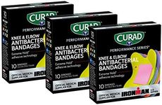 CURAD Performance Series IRONMAN Antibacterial Bandages, Extreme Hold Adhesive Technology, Knee & Elbow 3 inches x 3 inches, 10 Count, Ideal for Cuts, Scrapes, Sports, and Active Lifestyles