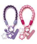 YFXXEEA 2 PCS Phone Lanyard, Lanyard for Mobile Phone, Strap Phone Hanging with Star Charm, Mobile Lanyard Nylon Thread, Phone Accessories for Girls(Pink+Purple)