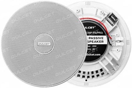 DULCET DC-CS6F-PS Pro White 6.5 inch 20W 2 Way 8 Ohms Passive Ceiling Speaker that Connects to Active Bluetooth Ceiling Speaker (Active Bluetooth Speaker to be Purchased Separately)