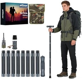 aiGear H3 Tactical Survival Walking Stick, Outdoor Hiking Staff Multitool Gear Adjustable Trekking Poles for Camping Hiking Survival 8 Tubes(with Multitool)