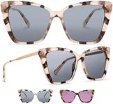 DIFF Becky II Designer Oversized Cat Eye Sunglasses for Women UV400, Cream Tortoise + Grey