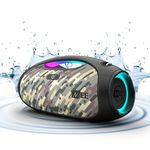 MEE audio partySPKR Bluetooth Wireless Speaker with Dynamic LED Lighting, 2 Subwoofers for Powerful Sound, Party Mode for Connecting 100+; Large Yet Portable for Indoor & Outdoor Use (Camo)