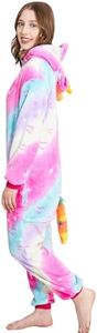 NewPlush Unisex Unicorn Costumes Pyjamas, Adult Women Men Animal Cosplay Onesie, Galaxy Love, Small