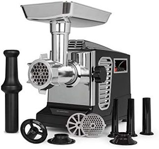 Klarstein Kraftprotz - Tritacarne Elettrico, 700 W, Potenza Bloccaggio: 1800 W, Motore in Rame, 2 Velocità e Inversione, Vaschetta in Alluminio, Lama in Acciaio Inox, 3 Dischi Forati, Nero/Argento