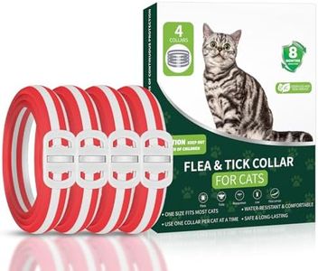 4 Pack Cat Flea Collars, Cat Flea and Tick Treatment, 32 Months Protection Flea and Tick Prevention for Cats, Waterproof Flea Collar for Cats, One Size Fits All, Red and White