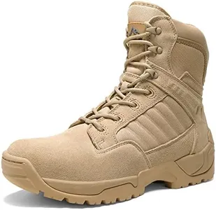 NORTIV 8 Mens Military Tactical Work Boots Hiking Side Zipper Mid Ankle Outdoor 6 Inches Motorcycle Combat Boots Size 10.5 M US Desert, Sand-6 Inches