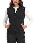 MAGCOMSEN Black Vest Women Polar Fleece Lined Athletic Vest Winter Outerwear Sleeveless Zip Jacket Black XL