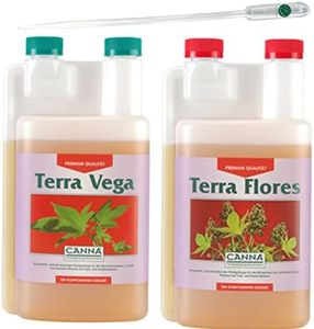 Canna Terra Vega Grow + Terra Flores Bloom - Fertilizzante per fiori da 1 l con pipetta