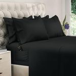 DREAMCARE King Size Bed Sheets - 6 Piece Deep Pocket King Sheets Set - Luxury Hotel Bedding Sets King - Draps Lit King - Elegant Comfort - Shrink & Fade Resistant - (King, Black)