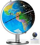 JOWHOL 8'' Illuminated World Globe with Constellation Night Light, Easy to Read HD Text Educational Earth Globe for Children with Heavy Stand, Student Kids Geography Gift