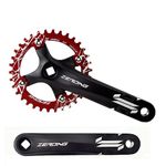 EVOSID Bicycle Crankset 104BCD Mountain Bike Square Hole Crank 170mm Narrow Chainrings 32T 34T 36T 38T Sprocket Mtb Crankset (Red 38T, 170mm)