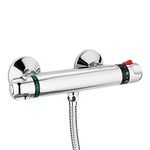 ENKI, Luna, T30, Wall Mounted, Valve 1/2" Outlet, Thermostatic Shower Mixer Bar for Bathrooms, Chrome Modern Mixer Tap Style