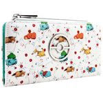 Eevee Sleeping Starter Characters in Flowers White Coin and Card Clutch Purse, One Size