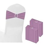 LHEOD 100PCS Spandex Lavender Chair Sashes for Wedding Stretch Chair Bands with Buckle Slider Chair Bows Sashes for Chair Covers Decoration for Ceremony Party Reception Banquet