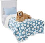 Lesure Waterproof Dog Blanket for Large Dogs - Washable Double Sided Dog Blankets with Warm Jacquard Shag and Soft Sherpa Fleece, Pet Cat Blanket for Bed Protection, 3D Textured Cloud, Blue