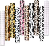 Tintnut Leopard Permanent Vinyl - 8 Sheets 12"x10", Cheetah Permanent Adhesive Vinyl Sheets, Pattern Self Sticker Water proofing Vinyl Compatible with Cricut Or Silhouette