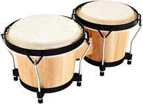 Bluebebrry R-607 Bongo Drum Set with Tuning Wrench Professional Wooden Percussion Instrument for Professional, Beginner Adults Kids (Natural Skin)