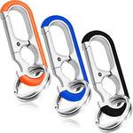 3PCS Men’s Car Keychains, Heavy Duty Keychain with Double Keyrings, Metal Car Key Fob Keychain Rings, Carabiner Key chains Car for Men/Women,Llaveros de Hombre para carros