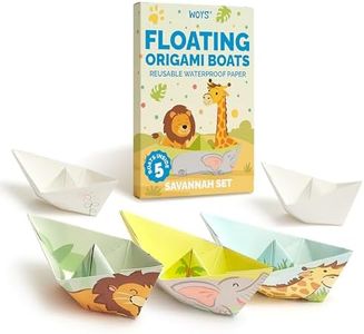 WOYS Floating Origami Boats | Waterproof Premium Reusable Paper | Screen-Free Summer Toy & Gift | DIY Origami Kit | 5 Sheets | Bath, Pool & Beach Play