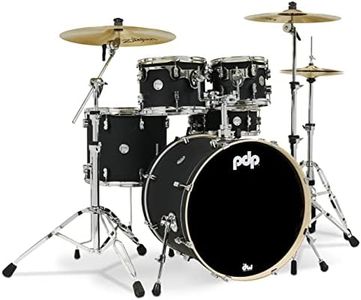 Pacific Drums & Percussion Drum Set Concept Maple 5-Piece, Satin Black Shell Pack (PDCM2215BK)