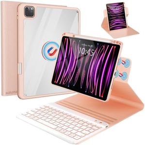 Keyboard Case For iPad Air 11-inch M2 2024/Ipad pro 11/10.9 Inch Air 5th 2022/4th 2020 Case with Keyboard -7 Backlit, 360 Degree Folio Rotatable Magnetic Detachable Cover with Pencil Holder (Pink)