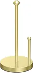 Gatco 1447B Kitchen Paper Towel Stand, Brushed Brass | Countertop Solid Brass Weighted Base Paper Towel Holder Stand