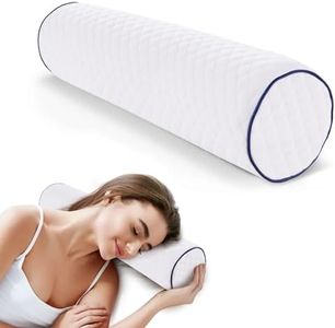 Round Roll Cervical Pillow Neck Memory Foam Pillow, Bolster Pillow Round Neck Pillows Support for Sleeping | Rolled Pillow for Bed, Legs, Back and Yoga (Blue Edge, 45 * 10 * 10cm)