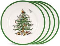 Spode 7.25" Salad Plate (Set of 4) - Christmas Tree Design | Stoneware - Dishwasher, Microwave, Freezer Safe | Holiday Dinnerware Décor - Gifting Ideas, Gathering Serveware - Round Serving Dish