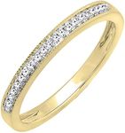 Dazzlingrock Collection 0.15 Carat (ctw) 10k Gold Round White Real Diamond Wedding Anniversary Millgrain Stackable Band Ring, White Gold, Diamond