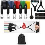 Grab Classy Resistance Bands For Workout For Men Women| SUPER STRONG exercise bands for workout for men | Resistance tube for workout 11 piece with handles| Resistant Band For Men Workout | Latex Workout Bands For Men | Durable Gym Bands Resistance|