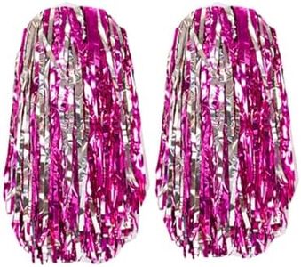 AUMIDO 2Pcs Cheerleading Pom Poms - Pompoms Cheer for Boy Girl School Sports Dance Games Team Spirit Cheer (Rose Silver)