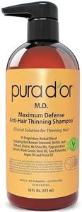 PURA D’OR MD Anti-Hair Thinning Shampoo w/ 0.5% Coal Tar, Biotin Shampoo (16oz) 19+ DHT Herbal Blend for Dry & Itchy Scalp, No Sulfates, For Men & Women (Packaging Varies)