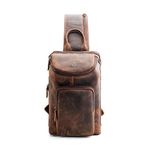 Goatter Hunter Leather Coffee Brown Mens Chest Bag Shoulder Bag