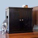 THE REFINED FELINE Cat Litter Box Enclosure Cabinet, Hidden Litter Tray Cat Furniture, Large + XLarge, Modern Style, Espresso Color (ERLB-LG-ES-AMZ)