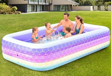 SULIFEEL Inflatable Rainbow Swimming Pool for Kids and Adults,118"×69"×25" Oversized Outdoor Family Pool, Designed for for Backyard Garden Summer Water Party