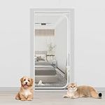 Cat Dog Screen Door, Reinforced Pet Proof Screen Door, Double Zip Mesh Door Curtain for Bedroom Patio room, Pet Screen Door for Living Room, Cat Gate Prevent Pet Escape Door Curtains(90 * 200CM)