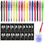 XDISHYN 17 Packs Invisible Ink Pens and Notebooks-UV Light Spy Pens Party Bag Fillers for Boys and Girls, Magic Secret Message Pens for Detective Parties, Treasure Hunt