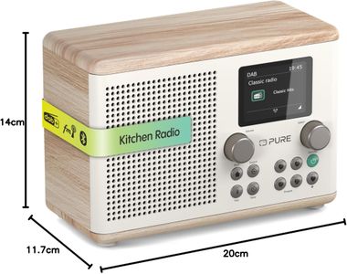 Pure Classic H4 Digital Kitchen Radio – DAB+/FM, Bluetooth, White/Oak