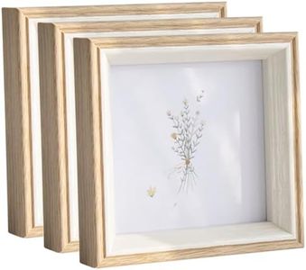 Haobase 3 Pcs 5x5 inch Square Deep Photo Frames with Angle Bracket, Picture Frames for Home Office Decoration (Beige5x5)