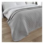 FAIRWAYUK Quilted Bedspreads Double Size - Ultra Soft Lightweight Bed Throws Bedspreads for All Season, 100% Polyester Comforter Bedding Large Sofa Coverlet, 150x200cm, Silver