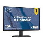 Dell SE2725HM 27"/68.58 cm FHD Monitor, Ultra-Thin Bezels, 100Hz IPS Panel, 5 ms Response, Contrast 1000:1, Tilt Adjust, HDMI, VGA, Warranty 3 Years, Comfortview Plus, TÜV Rheinland 3-Star Eye Comfort