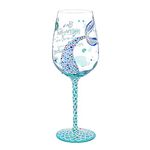 NymphFable Hand-Painted Wine Glass Mermaid Sayings Artisan Painted 15oz Personalised Gift for Girls Women