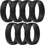 ThunderFit Silicone Rings for Men and Women, 6mm Wide - 1.5mm Thick (7 Black Rings - Size 9.5-10 (20.20mm))